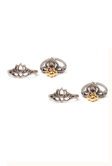 Set of 4: Butterfly Silver Brass Toering
